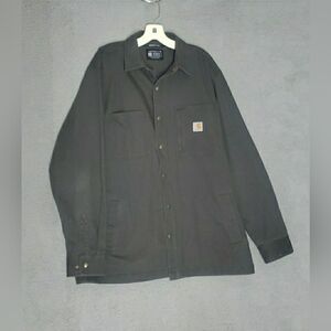 Carhartt Men's Dark Gray Shirt Jacket Quilted Interior Heavy Duty